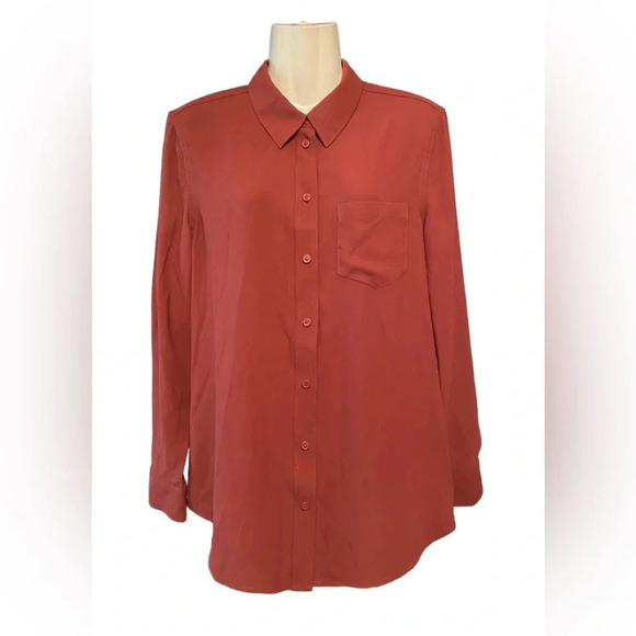 Equipment Burgundy Long Sleeve Button Down Shirt - Picture 1 of 8